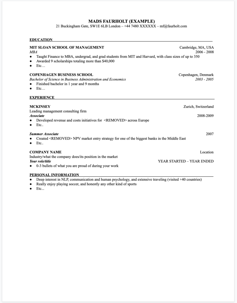 stanford university resume examples
